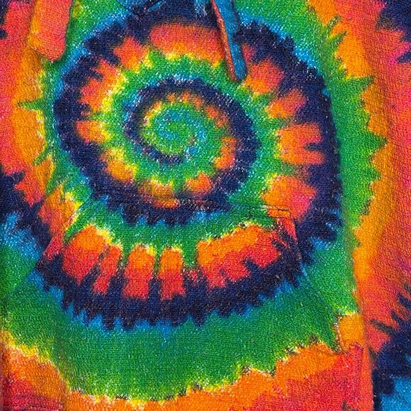 Hippie Sweatshirt Tie Dye Bright Rainbow Swirl Hoodie Long Sleeve Multicolor - Picture 2 of 14